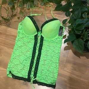 Neon Green Lace baby doll bra top